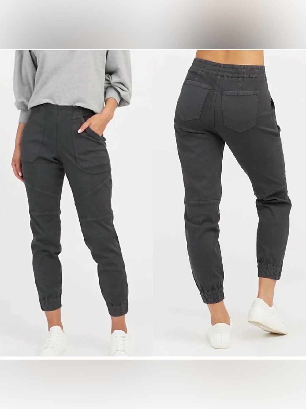 Spanx Stretch Twill Cargo Jogger size L jeans dark gray